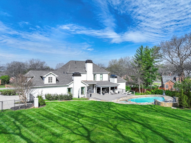 1004 Jones Pkwy, Brentwood, TN 37027 - back of house with a patio, roof with shingles, and a chimney