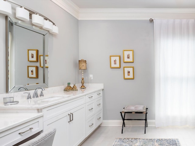 1004 Jones Pkwy, Brentwood, TN 37027 - bathroom with vanity, crown molding, and baseboards