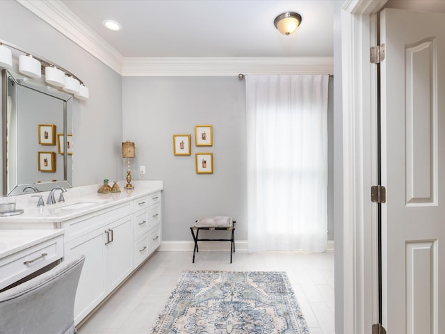 1004 Jones Pkwy, Brentwood, TN 37027 - bathroom featuring vanity, ornamental molding, and baseboards
