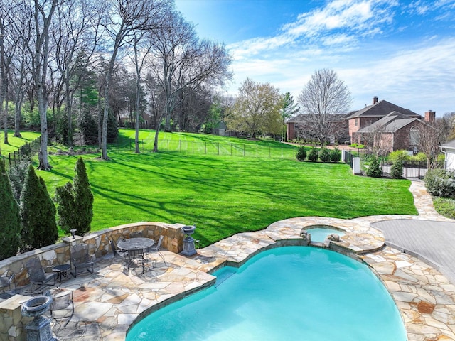1004 Jones Pkwy, Brentwood, TN 37027 - view of pool featuring a patio area, a pool with connected hot tub, and outdoor dining area