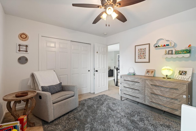 736 Arbor Springs Dr, Mount Juliet, TN 37122 - sitting room with ceiling fan, carpet floors, and baseboards