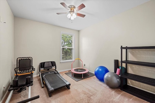 2740 Alvin Sperry Pass, Mount Juliet, TN 37122 - exercise room featuring carpet floors, ceiling fan, and baseboards