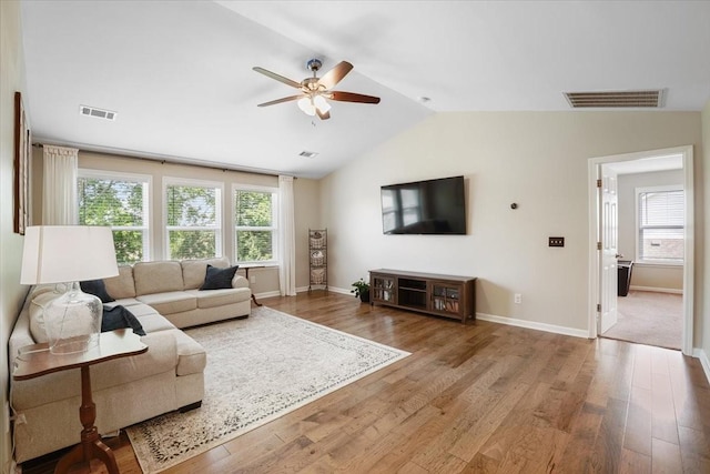 2740 Alvin Sperry Pass, Mount Juliet, TN 37122 - living area featuring a ceiling fan, lofted ceiling, healthy amount of natural light, wood finished floors, and baseboards