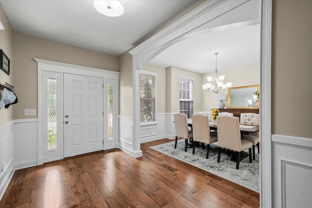 2740 Alvin Sperry Pass, Mount Juliet, TN 37122 - foyer with wainscoting, hardwood / wood-style floors, healthy amount of natural light, a chandelier, and a decorative wall
