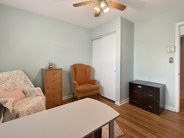 3113 Stafford Dr, Nashville, TN 37214 - bedroom featuring wood finished floors, a closet, baseboards, and ceiling fan