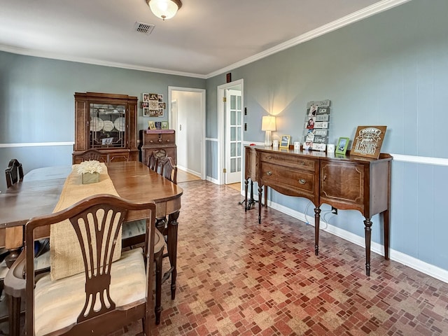 3113 Stafford Dr, Nashville, TN 37214 - dining area featuring baseboards, brick patterned flooring, and ornamental molding