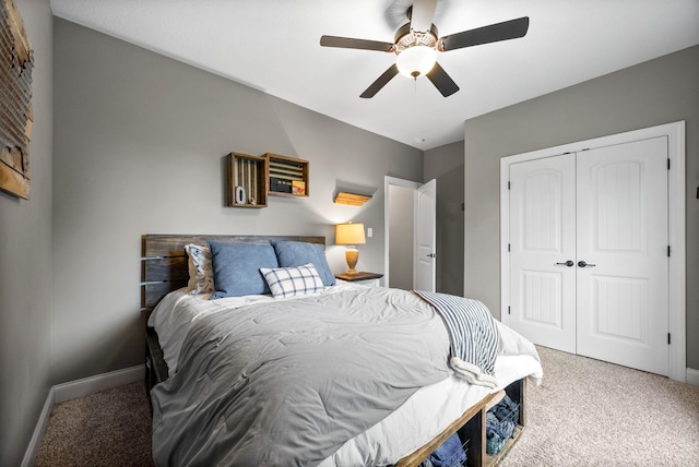 982 Red Bluff Way, Adams, TN 37010 - carpeted bedroom with a closet, baseboards, and a ceiling fan
