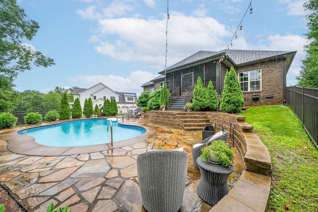 982 Red Bluff Way, Adams, TN 37010 - view of pool featuring a sunroom and a patio area