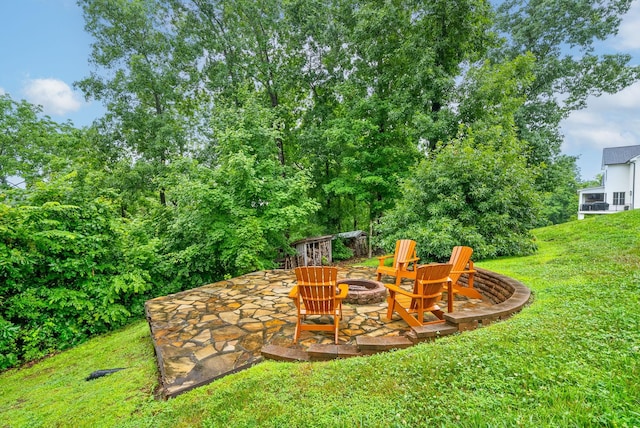 982 Red Bluff Way, Adams, TN 37010 - view of green lawn with an outdoor fire pit