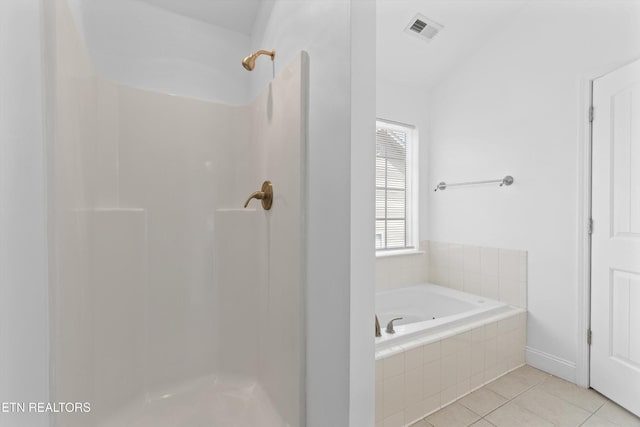 241 Hillside Ln, Lenoir City, TN 37771 - full bath with tile patterned floors, a garden tub, a shower, and baseboards