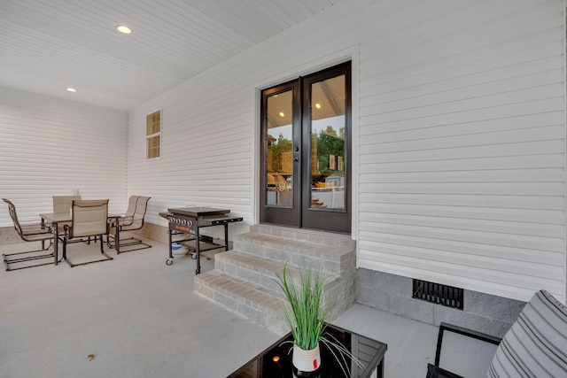 1270 Post Oak Rd, Belvidere, TN 37306 - view of patio / terrace featuring french doors, outdoor dining space, and entry steps