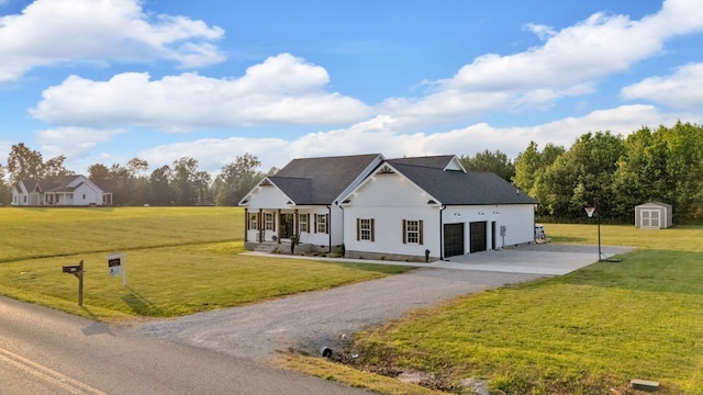 1270 Post Oak Rd, Belvidere, TN 37306 - modern farmhouse style home featuring driveway, a front lawn, and a garage