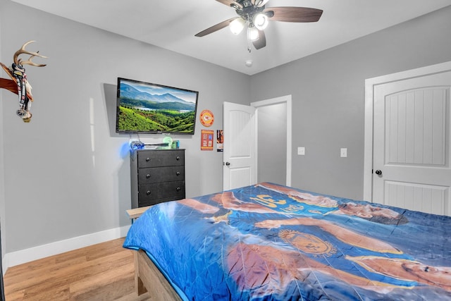 1270 Post Oak Rd, Belvidere, TN 37306 - bedroom featuring light wood-type flooring, baseboards, and ceiling fan