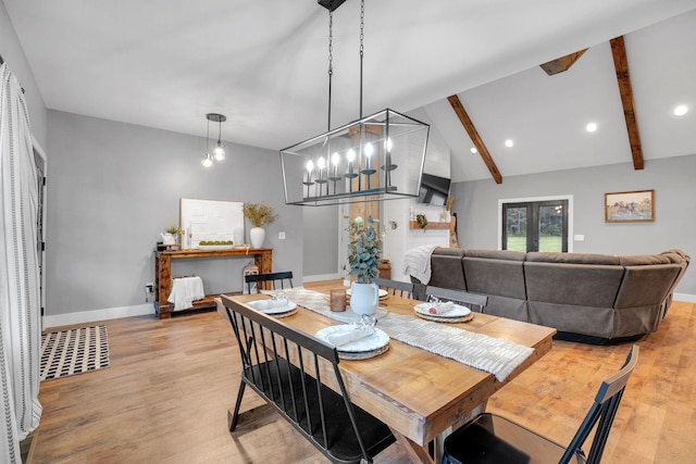 1270 Post Oak Rd, Belvidere, TN 37306 - dining area with light wood finished floors, baseboards, recessed lighting, and a chandelier