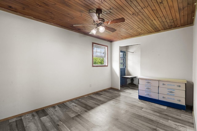 210 Welch Rd, Tazewell, TN 37879 - unfurnished bedroom featuring wood finished floors, baseboards, wooden ceiling, and ceiling fan