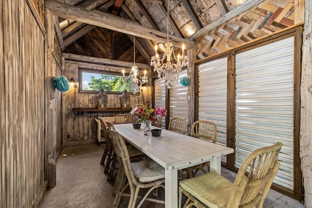 207 Main St E, Wartrace, TN 37183 - dining area featuring a chandelier and wooden walls