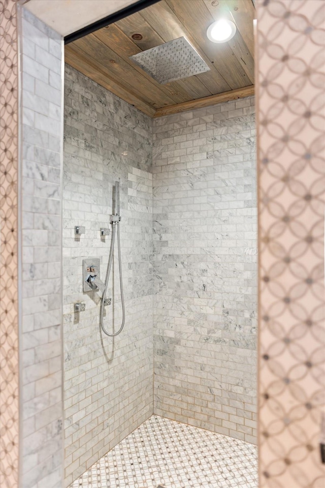 207 Main St E, Wartrace, TN 37183 - full bath with wooden ceiling and a tile shower
