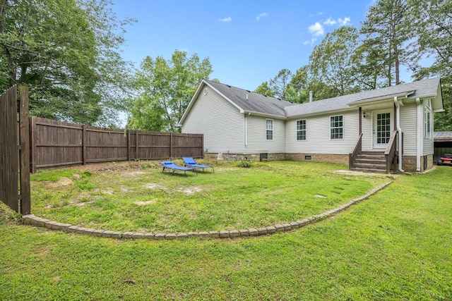 123 Hubbard St, Hohenwald, TN 38462 - back of house with crawl space and a shingled roof