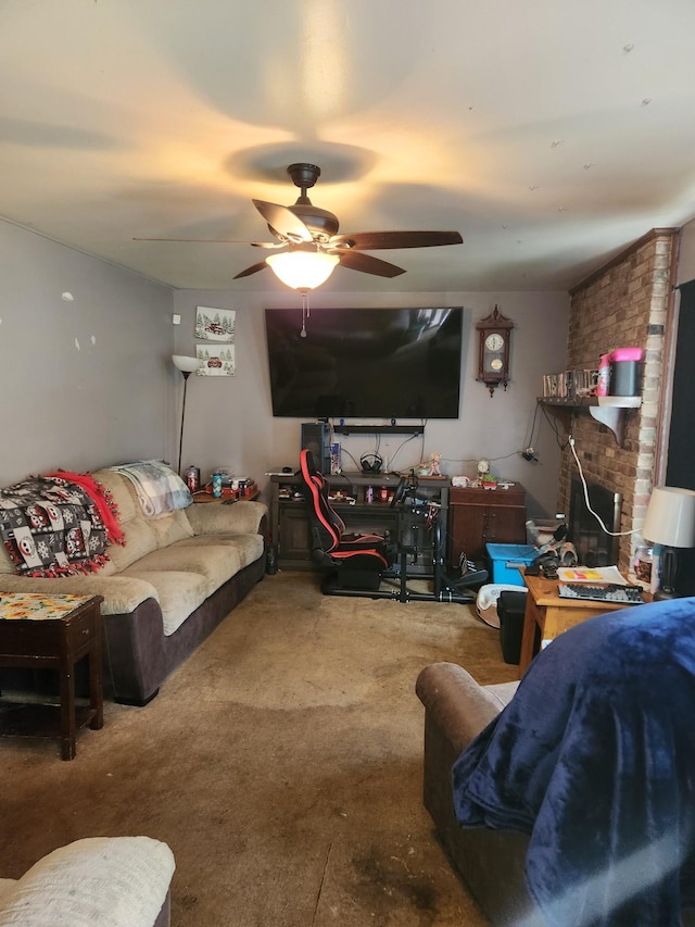 303 Shady Ln, Lawrenceburg, TN 38464 - carpeted living room with ceiling fan