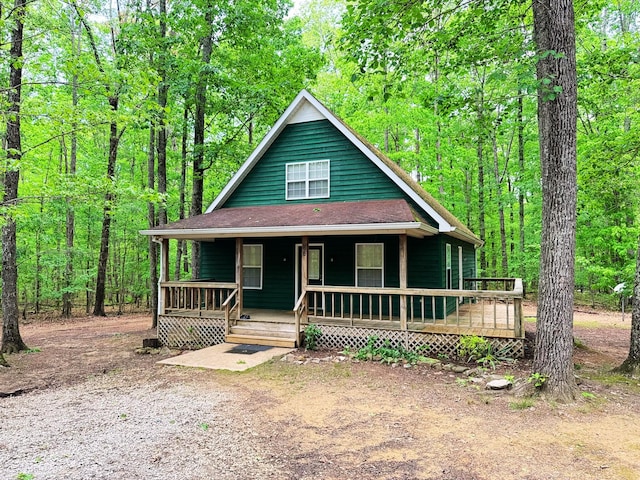 88 Gudger Rd, Sewanee, TN 37375 - chalet / cabin featuring a view of trees and covered porch