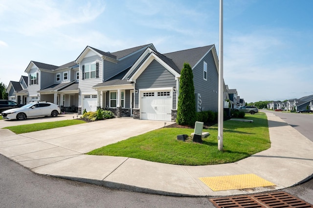4713 Pompano Ln, Murfreesboro, TN 37128 - view of front of property with a residential view, a front lawn, stone siding, and driveway