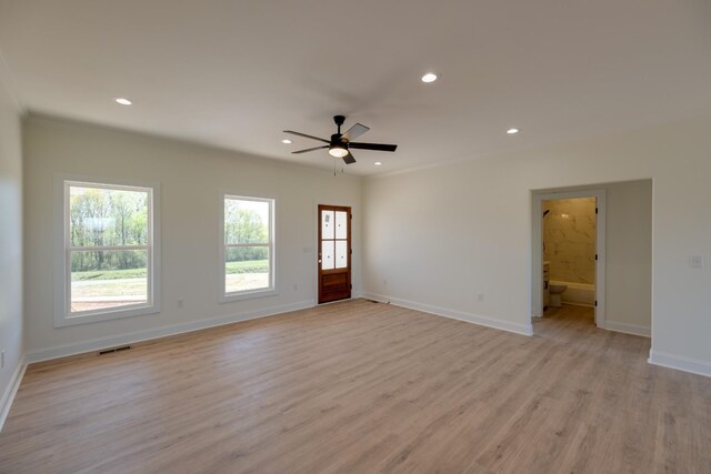 10 Henkle Dr, Loretto, TN 38469 - empty room featuring ceiling fan, light wood-style flooring, baseboards, and recessed lighting