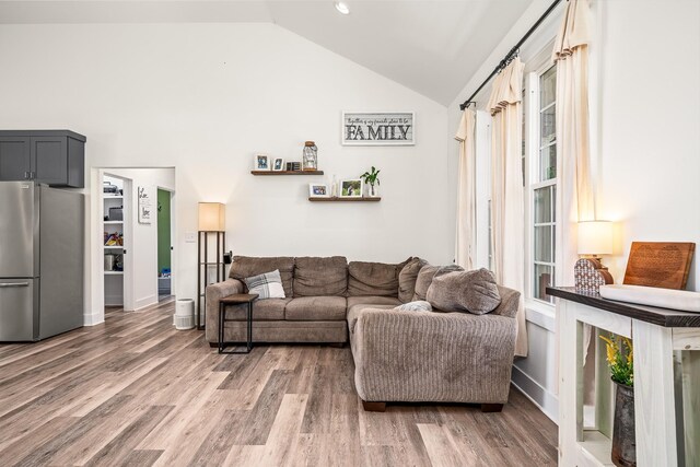 425 Royal Dr, Rock Island, TN 38581 - living room with lofted ceiling, wood finished floors, and baseboards