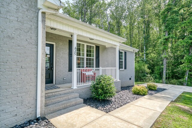 425 Royal Dr, Rock Island, TN 38581 - doorway to property featuring covered porch and stucco siding