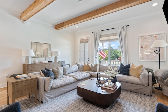 2123 Scott Ave Unit A, Nashville, TN 37216 - living area with beamed ceiling, recessed lighting, and wood finished floors