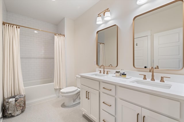 2123 Scott Ave Unit A, Nashville, TN 37216 - full bathroom with double vanity, toilet, tile patterned floors, and shower / tub combo