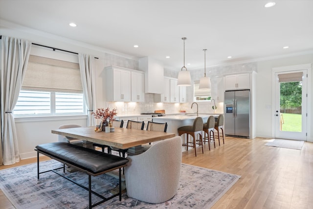 2123 Scott Ave Unit A, Nashville, TN 37216 - dining room with plenty of natural light, ornamental molding, light wood-style flooring, baseboards, and recessed lighting