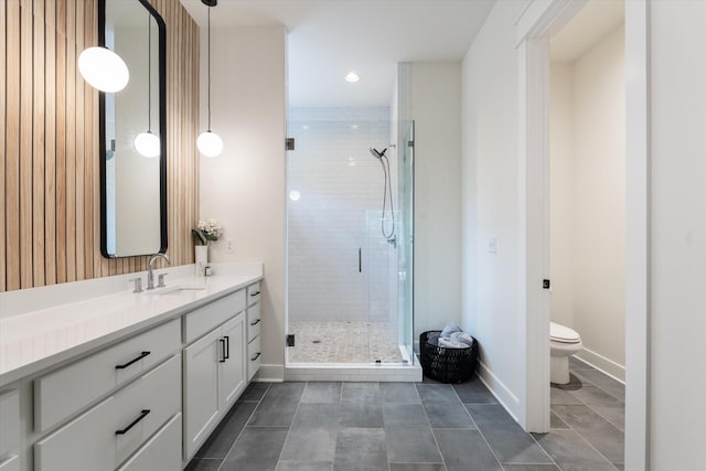 2123 Scott Ave Unit A, Nashville, TN 37216 - full bath with vanity, a shower stall, toilet, baseboards, and tile patterned flooring