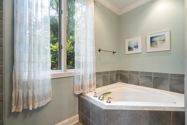 2754 Broyles Ln, Franklin, TN 37069 - full bath with healthy amount of natural light, a bath, crown molding, and baseboards