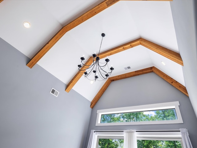 1288 Rogues Fork Rd, Bethpage, TN 37022 - detailed view of a chandelier, beam ceiling, and recessed lighting