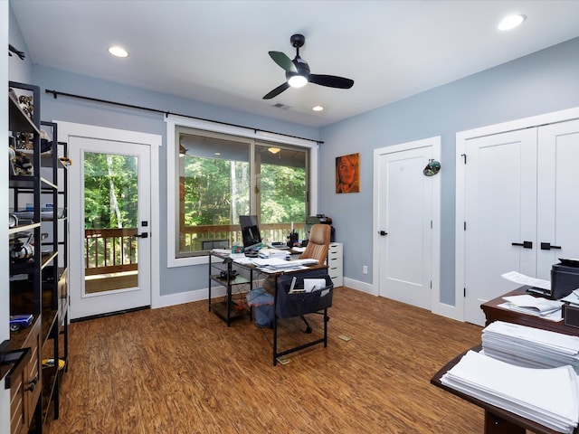 1288 Rogues Fork Rd, Bethpage, TN 37022 - office space featuring ceiling fan, plenty of natural light, wood finished floors, and recessed lighting