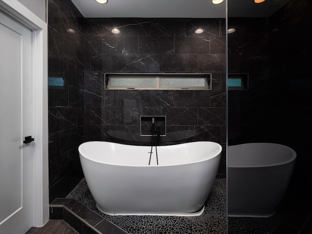 1288 Rogues Fork Rd, Bethpage, TN 37022 - full bath featuring a freestanding bath and tile walls