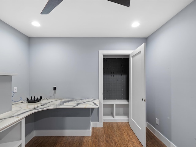 1288 Rogues Fork Rd, Bethpage, TN 37022 - unfurnished office featuring ceiling fan, wood finished floors, and recessed lighting