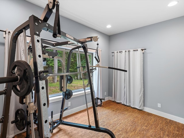 1288 Rogues Fork Rd, Bethpage, TN 37022 - exercise area with recessed lighting and light wood-style flooring