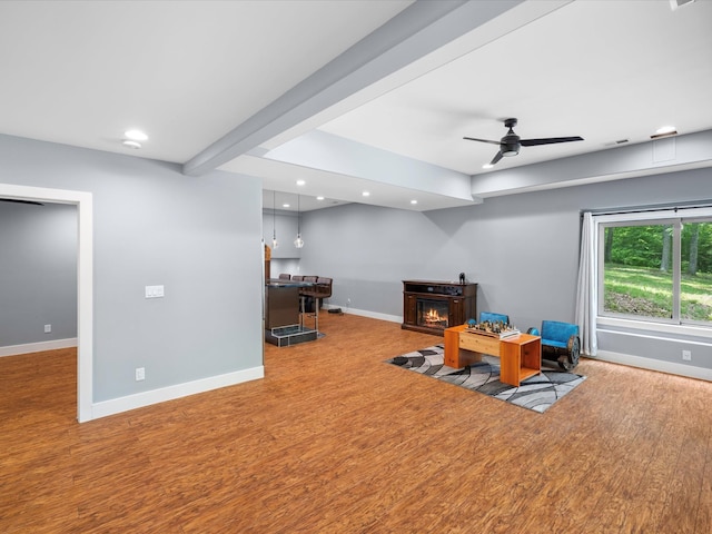 1288 Rogues Fork Rd, Bethpage, TN 37022 - living room with wood finished floors, recessed lighting, and ceiling fan