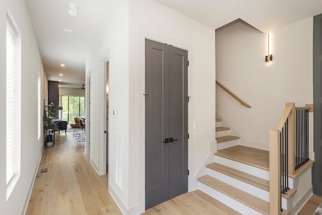 408D Moore Ave, Nashville, TN 37203 - stairs with wood finished floors and recessed lighting