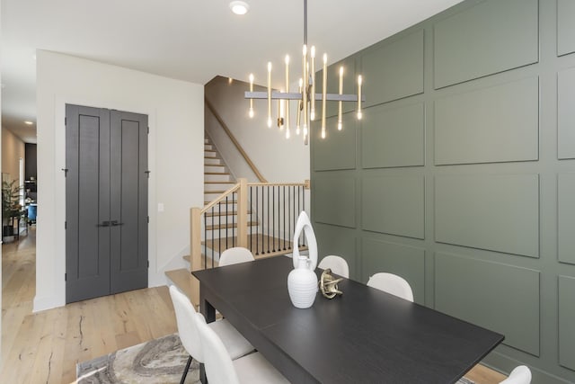 408D Moore Ave, Nashville, TN 37203 - dining room featuring light wood-style flooring, stairs, a chandelier, and recessed lighting
