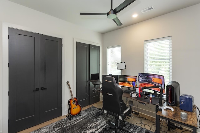 408D Moore Ave, Nashville, TN 37203 - office area with a ceiling fan and wood finished floors