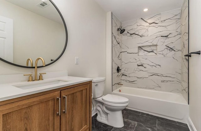 1767C W Main St, Franklin, TN 37064 - bathroom with vanity, shower / tub combination, toilet, and recessed lighting