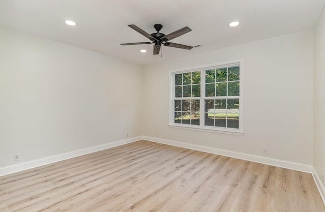 1767C W Main St, Franklin, TN 37064 - empty room with light wood finished floors, recessed lighting, baseboards, and a ceiling fan