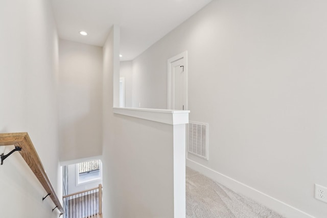 107 E 9th St Unit C6, Columbia, TN 38401 - hall with an upstairs landing, carpet floors, baseboards, and recessed lighting