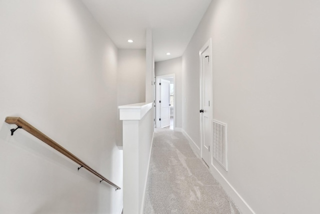 107 E 9th St Unit C6, Columbia, TN 38401 - hallway featuring an upstairs landing, light carpet, recessed lighting, and baseboards