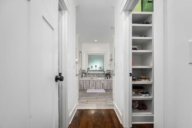 541 Piccadilly Dr, Murfreesboro, TN 37128 - hall with wood finished floors and ornamental molding