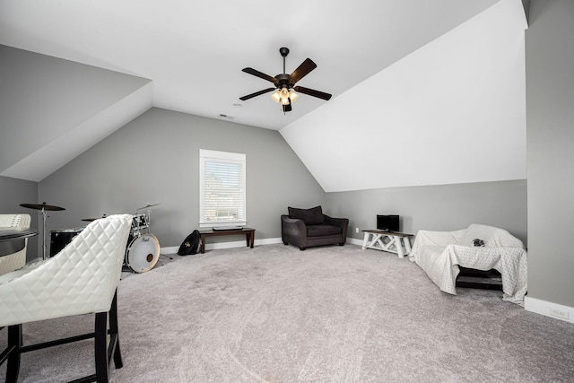 541 Piccadilly Dr, Murfreesboro, TN 37128 - carpeted office space featuring vaulted ceiling and a ceiling fan