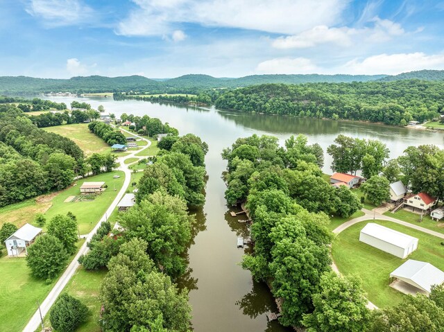 91 Creekside View Ln, Decaturville, TN 38329 - aerial view of a large body of water and a heavily wooded area