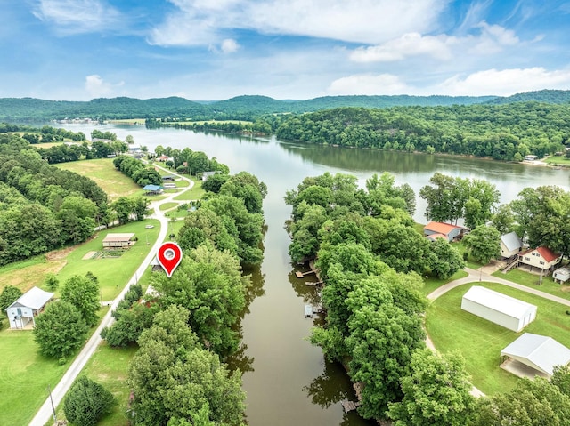 91 Creekside View Ln, Decaturville, TN 38329 - aerial view of a large body of water and a heavily wooded area